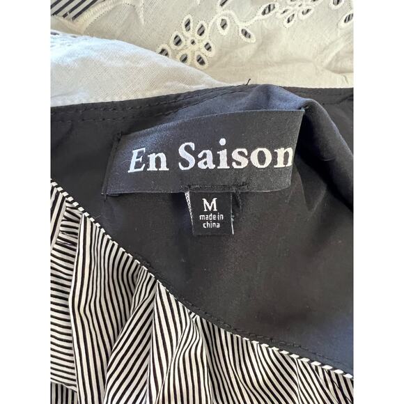En Saison - TERYLL STRIPE COTTON MIDI DRESS - BLACK - Medium - NWT - Picture 5 of 9